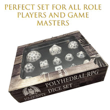 Load image into Gallery viewer, 13 Piece Deluxe Dungeon Master Polyhedral RPG Dice Set -Choice of Colours