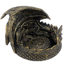 Load image into Gallery viewer, 14cm Dragon DnD Dice Jail Guardian in Gold - Perfect for RPG
