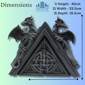 40cm Dragon Book Ends - Grey Resin Gothic Statue Shelf Decor