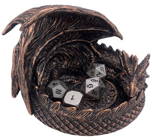 14cm Dragon DnD Dice Jail Guardian in Bronze - Perfect for RPG