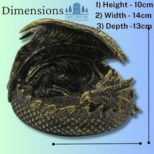 Load image into Gallery viewer, 14cm Dragon DnD Dice Jail Guardian in Gold - Perfect for RPG
