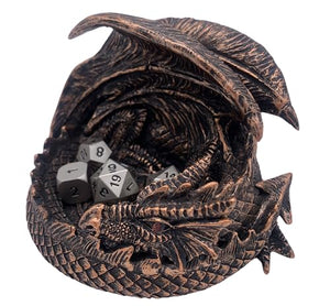 14cm Dragon DnD Dice Jail Guardian in Bronze - Perfect for RPG