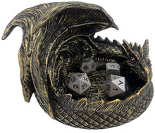 Load image into Gallery viewer, 14cm Dragon DnD Dice Jail Guardian in Gold - Perfect for RPG
