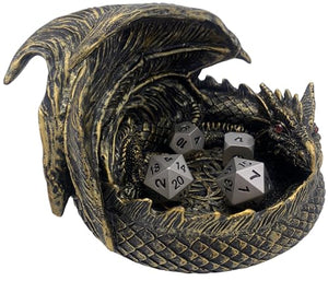 14cm Dragon DnD Dice Jail Guardian in Gold - Perfect for RPG