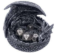 Load image into Gallery viewer, 14cm Dragon DnD Dice Jail Guardian in Silver - Perfect for RPG
