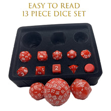 Load image into Gallery viewer, 13 Piece Deluxe Dungeon Master Polyhedral RPG Dice Set -Choice of Colours
