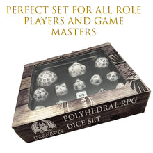 Load image into Gallery viewer, 13 Piece Deluxe Dungeon Master Polyhedral RPG Dice Set -Choice of Colours
