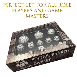 13 Piece Deluxe Dungeon Master Polyhedral RPG Dice Set -Choice of Colours