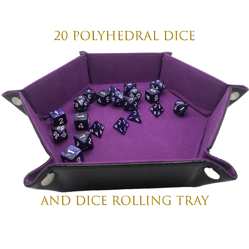 20 piece Marble Dice Set and Rolling Tray